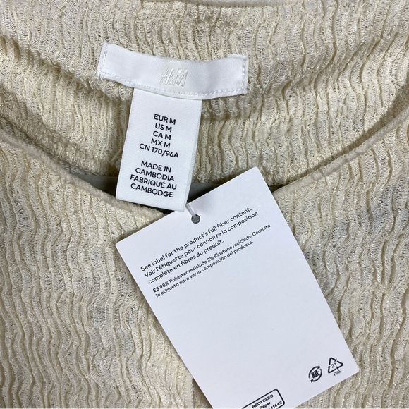 NEW H&M Button Up Vest Textured Jersey Waistcoat Dainty Size M Cream - Picture 6 of 7